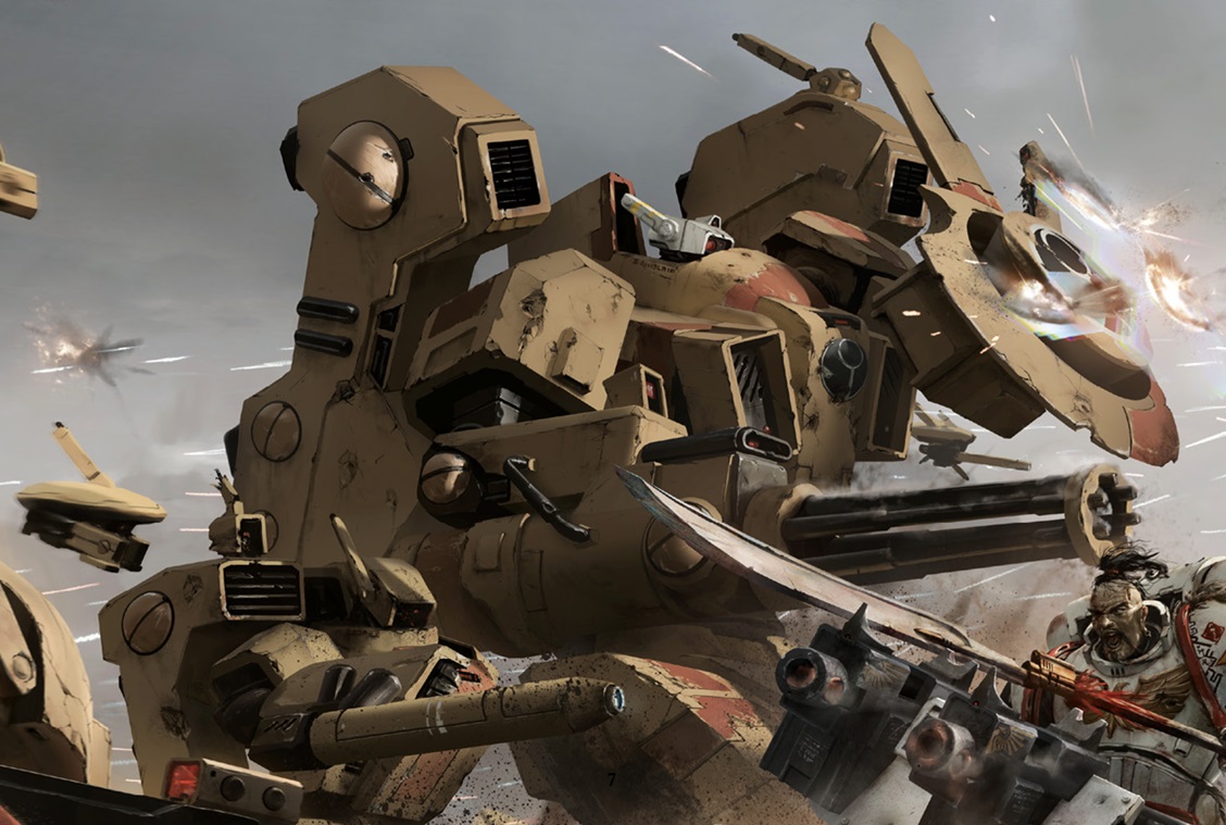 T'au Battlesuit Versus White Scars Space Marines Battle Scene