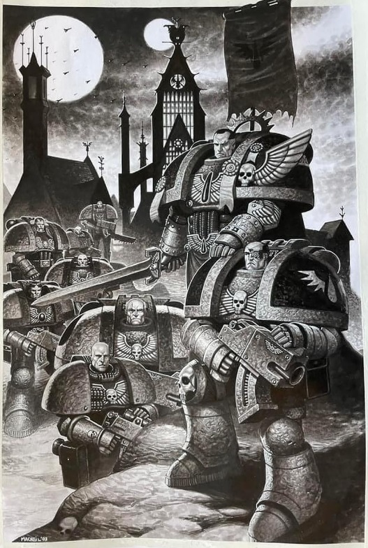 Blood Quest: Blood Angels Space Marines Black &amp; White Art