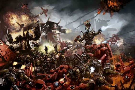 Epic Orks Versus T'au Battle Art