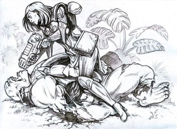 Sisters of Battle Overpowers an Ork White &amp; Black Art