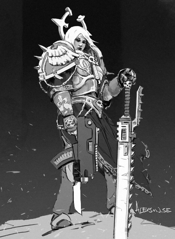 Sister of Battle, Adepta Sororitas Black &amp; White Warhammer 40k Artwork