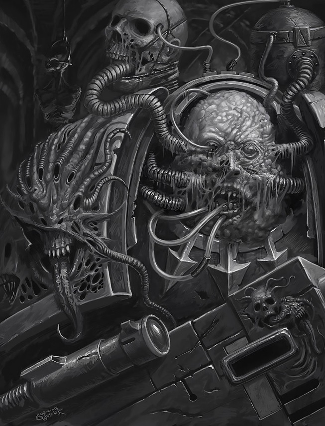 Death Guard, Chaos Space Marine Black &amp; White Artwork