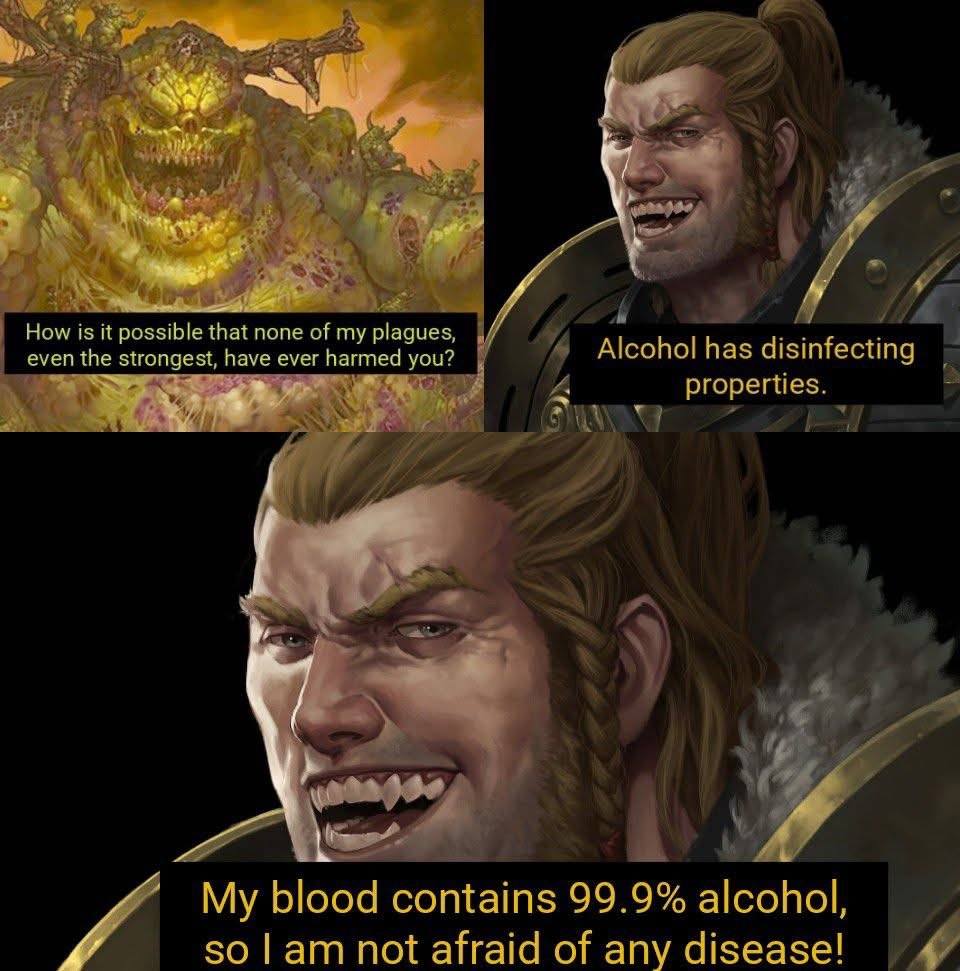 Ku’Gath Plaguefather Great Unclean One &amp; Space Wolves Humorous Meme