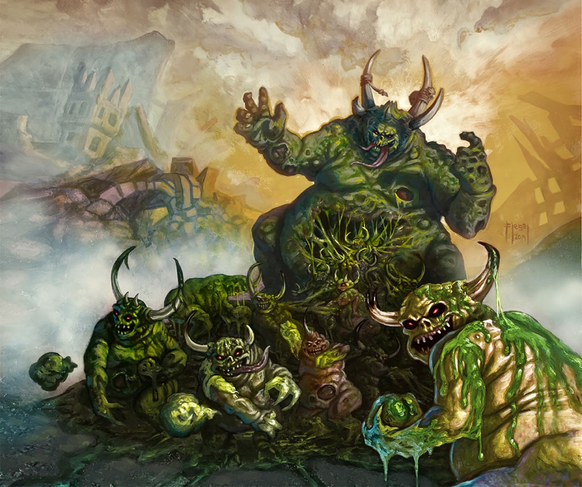Ku'gath Plaguefather and his Nurglings