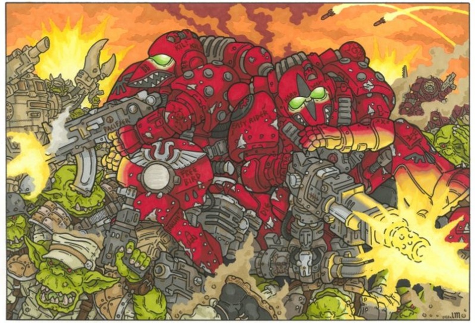 Blood Angels Versus Orks Inspired by Oldhammer Art