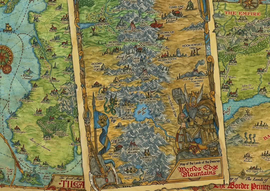 Map of Dwarves Lands "Worlds Edge Mountains" in Warhammer Fantasy