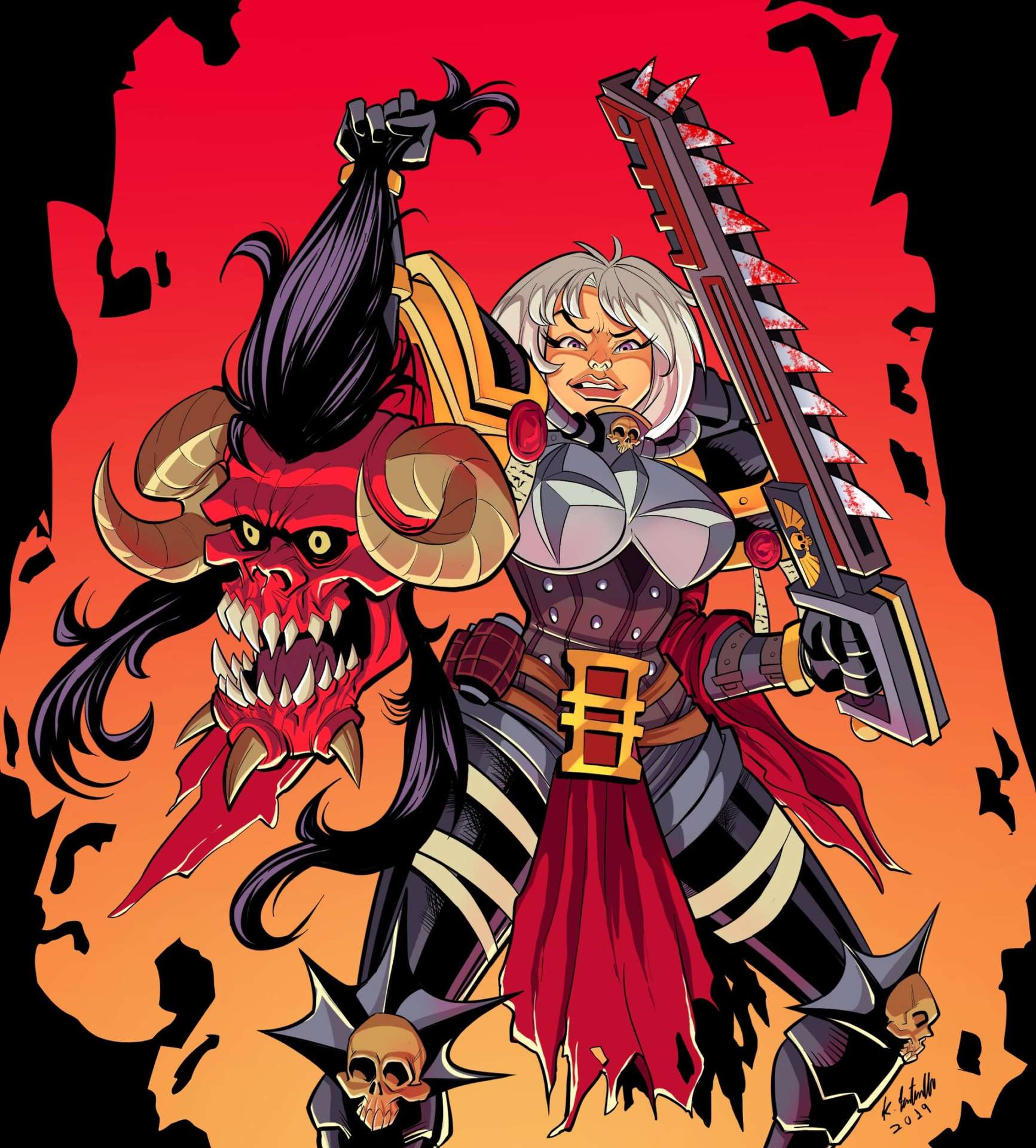 Sister of Battle Stands Triumph Over Chaos Daemon