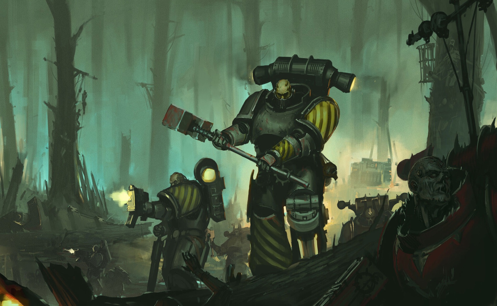Iron Warriors Chaos Space Marines in a Dark Forest Fight