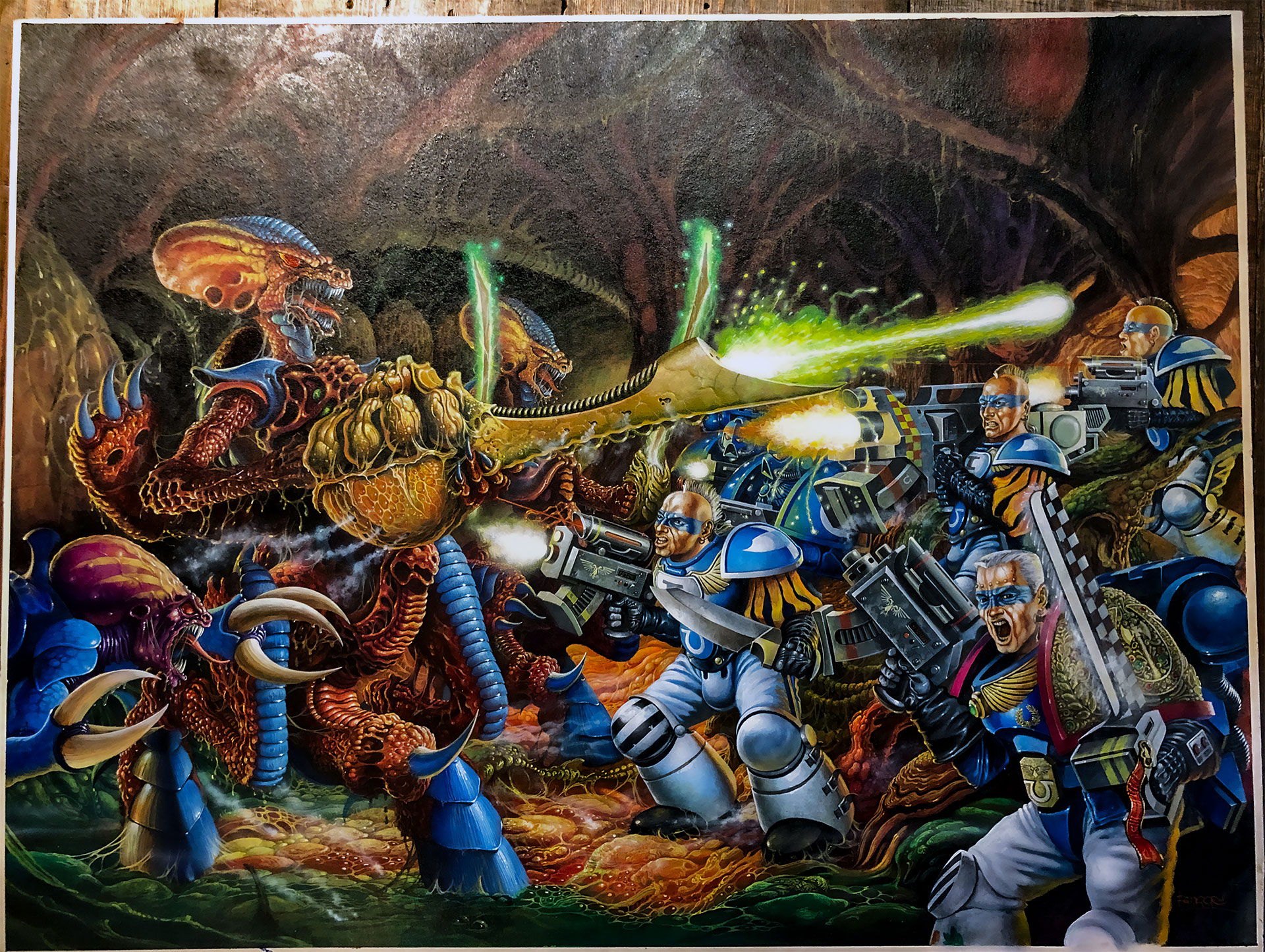 Ultramarines Versus Tyranids Rogue Trader Oldhammer Art