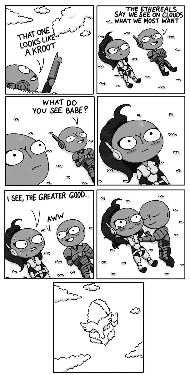 T'au and Kroot Cloud-Watching in Cute Comic