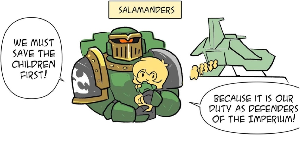 We must save the children first! Salamander Warhammer 40k Comic