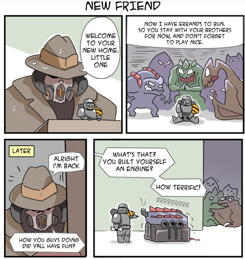 Little dude turned daemon dude into an engine! Warhammer comic featuring Vashtorr