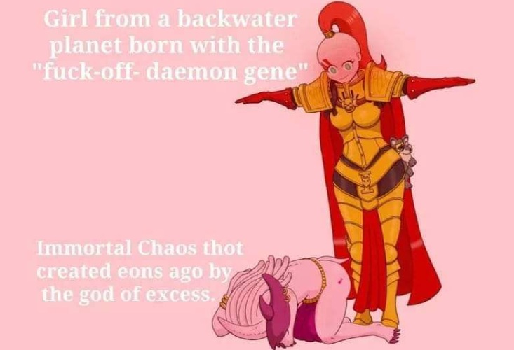 T pose to assert dominance, Sister of Silence vs Chaos Daemon Meme