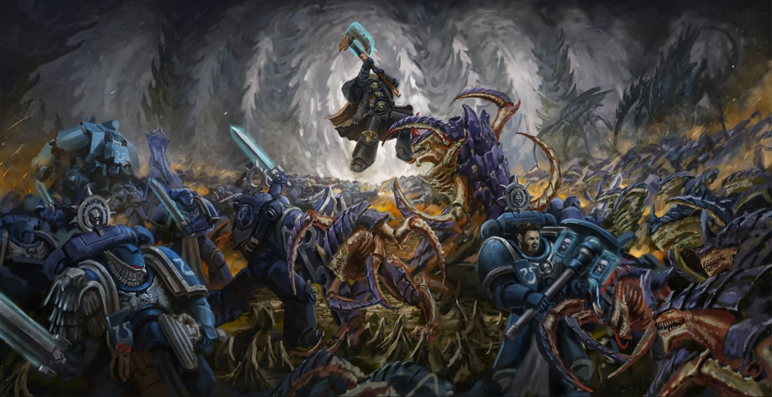 Ultramarines Versus Tyranids Epic Illustration