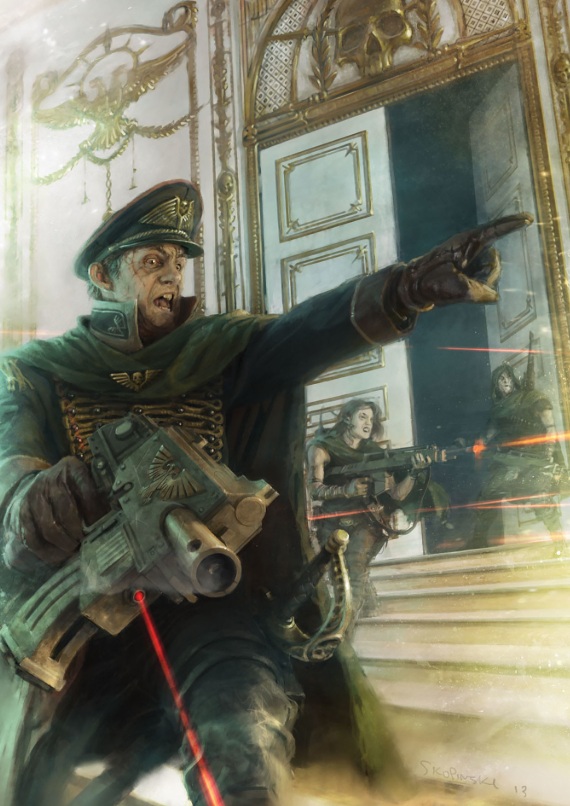 Colonel-Commissar Ibram Gaunt leading Gaunt's Ghosts