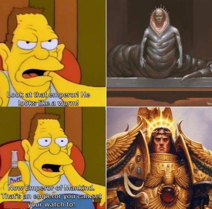 Grampa Simpsons comparing Emperor of Mankind to Dune's Emperor
