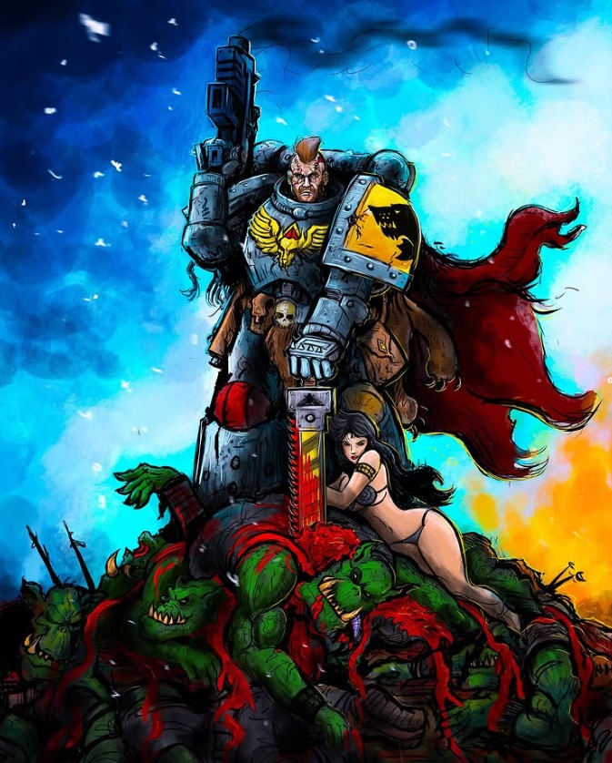 Space Wolf & Conan Mashup Towers Over Slain Orks