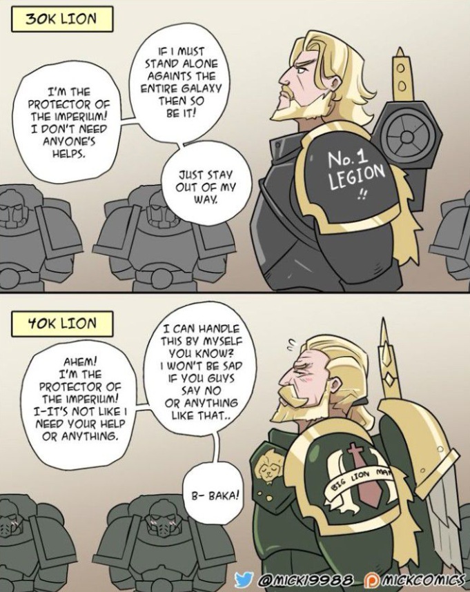 Lion El'jonson in 30k Versus in 40k