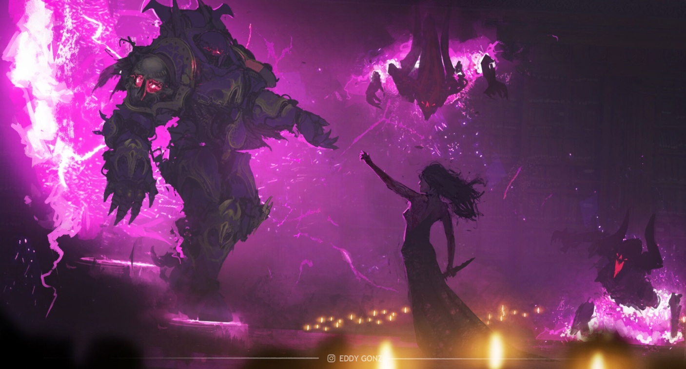 Chaos Sorcerer Summons Chaos Space Marine from the Warp