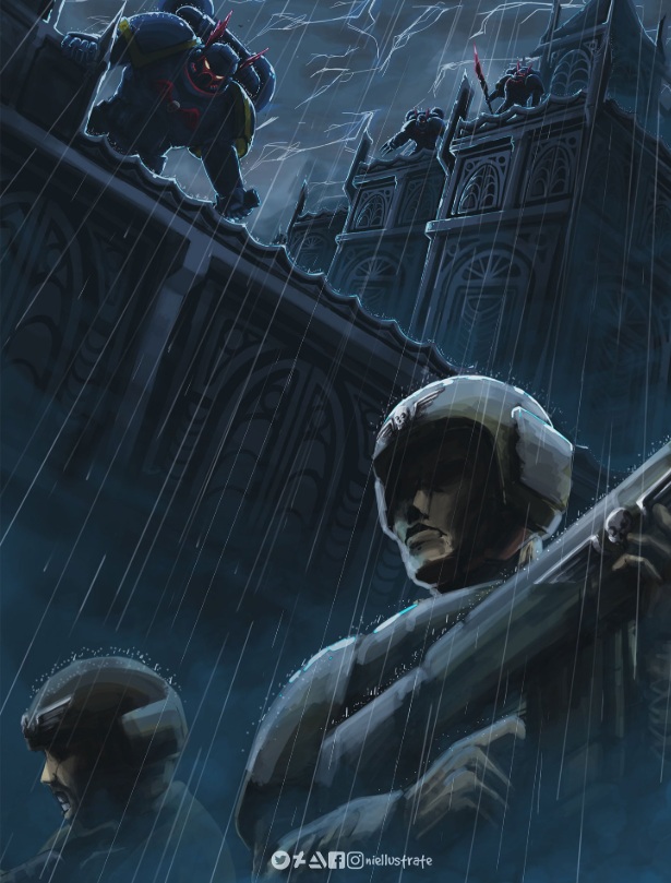 Night Lord Lurking Over Cadian Imperial Guards