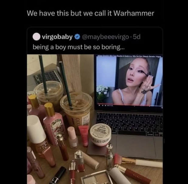 Why paint the same face every day when you can paint whole armies? Warhammer meme