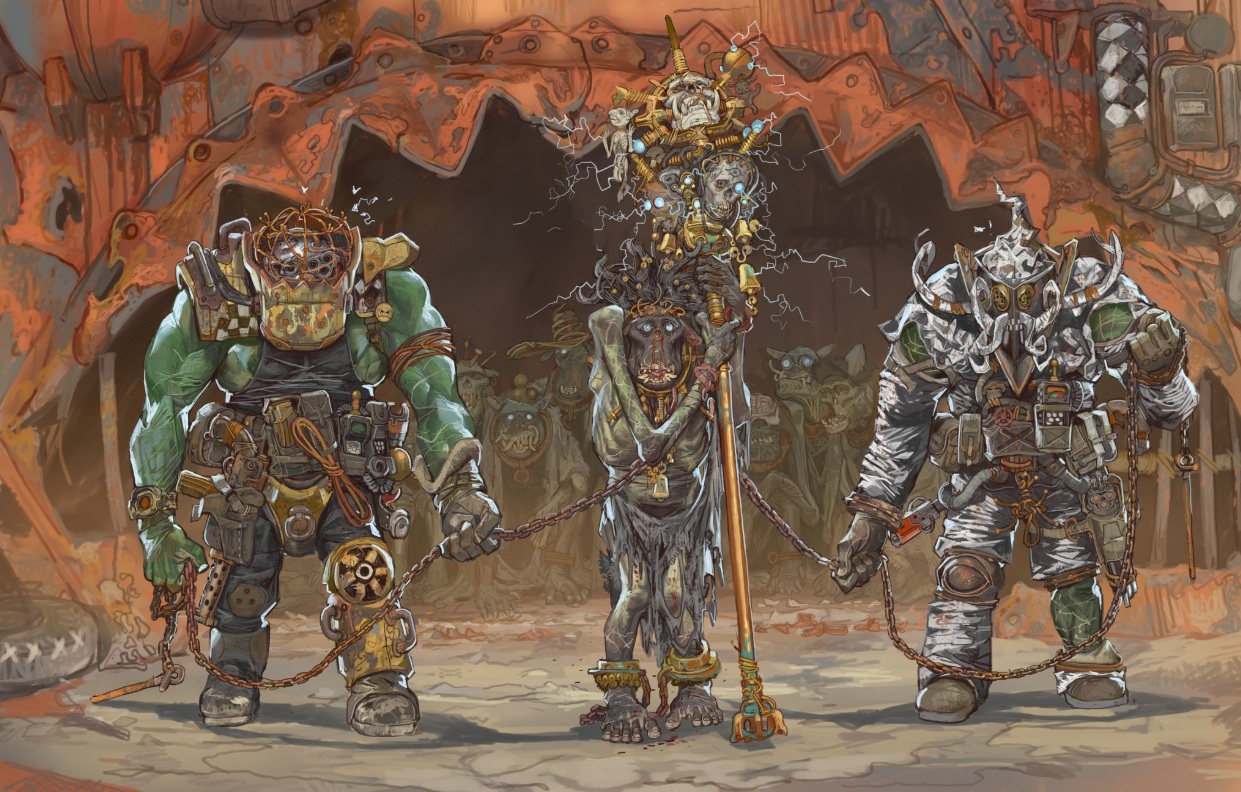 Orks escorting a WeirdBoy Warhammer 40k Art