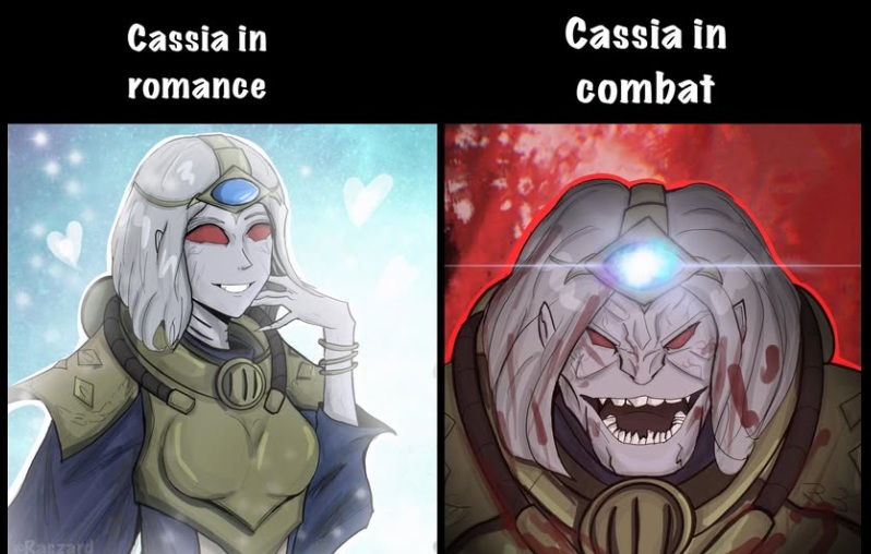 Cassia in Romance Versus in Combat, Navigator Warhammer Meme