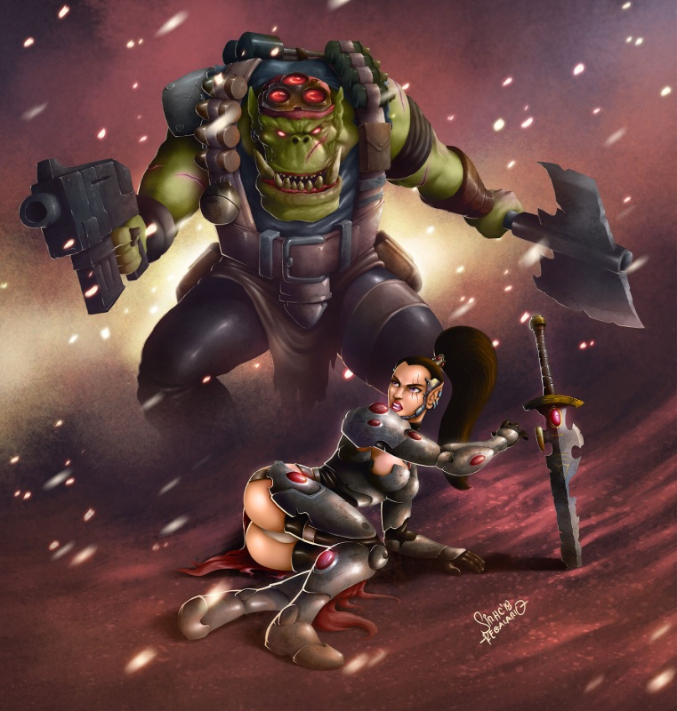 Banshee vs Ork Warhammer 40k Art