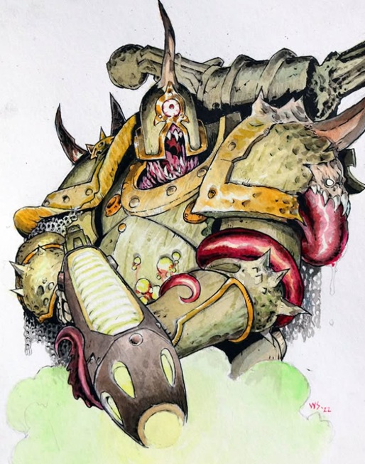 Plague Marine, Chaos Space Marines Watercolour Artwork