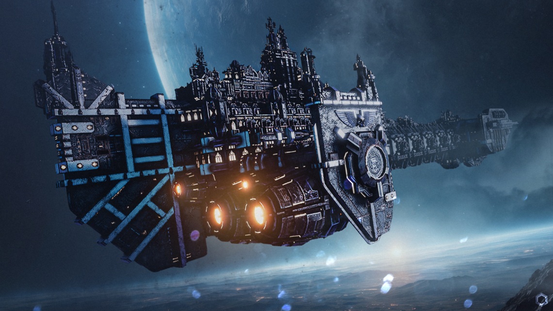 Iron Hand Battle Barge Warhammer 40k Art