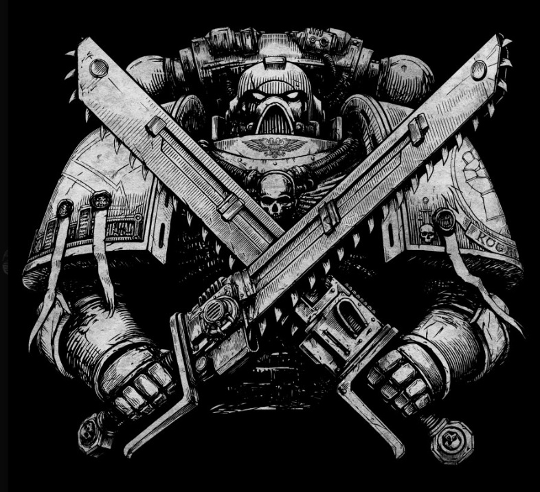 Space Marine Weilding Chainswords Warhammer 40k Art