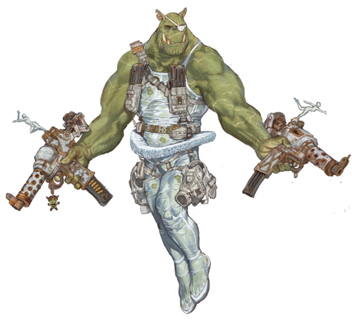 Ork in a White Tutu Warhammer 40k Art