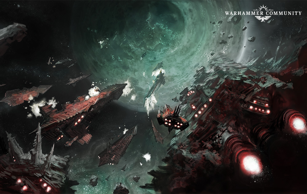 Arks of Omen Campaign Abaddon and Vashtorr Chaos Space Marines and Daemons this scene depicts Space Hulks transformed