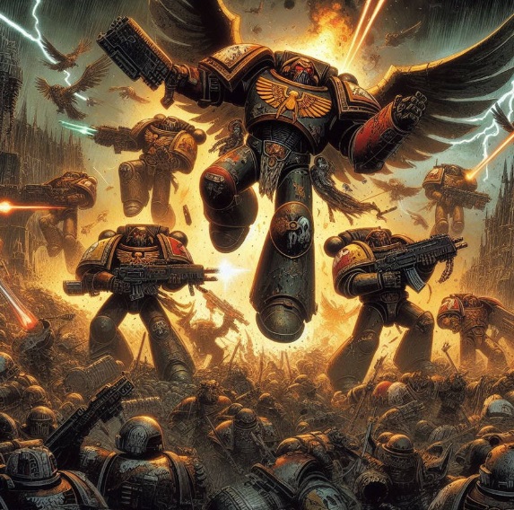 Blood Angels Space Marines in Combat