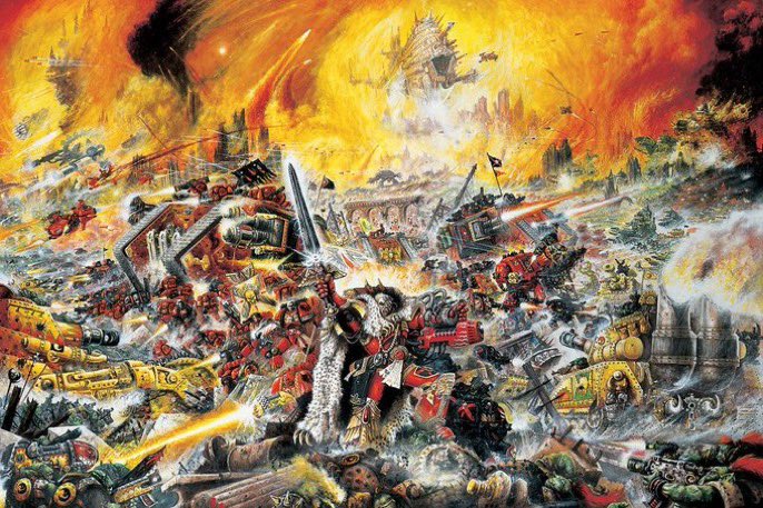 Blood Angels vs Orks Oldhammer War Battle Scene Warhammer 40K