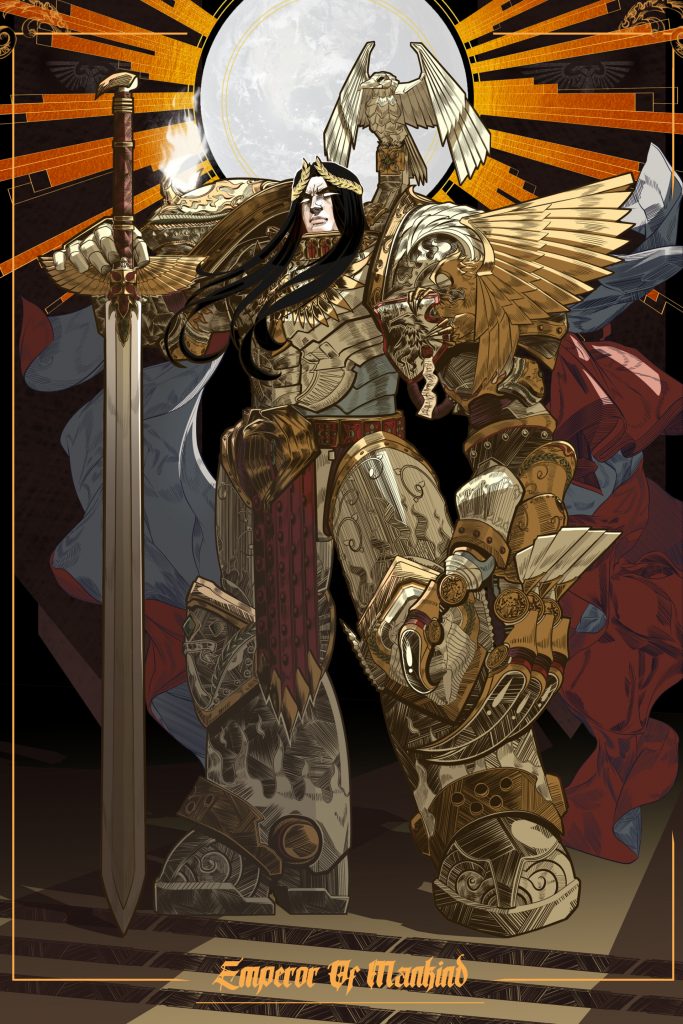 Emperor of Mankind Artwork Golden Huge Sword and Claw