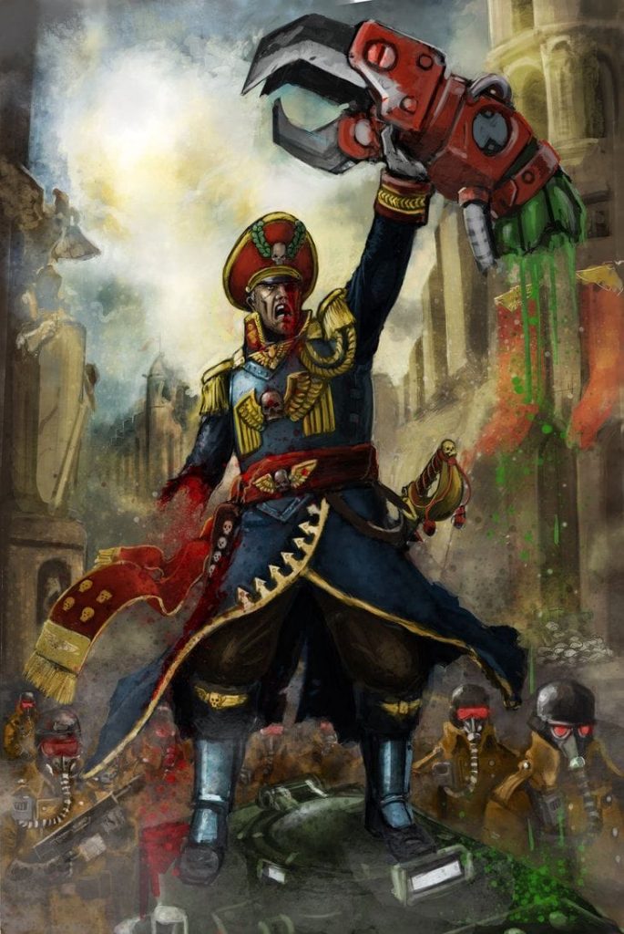 Lord Commissar Sebastian Yarrick with the Death Korp of Kreig Artwork