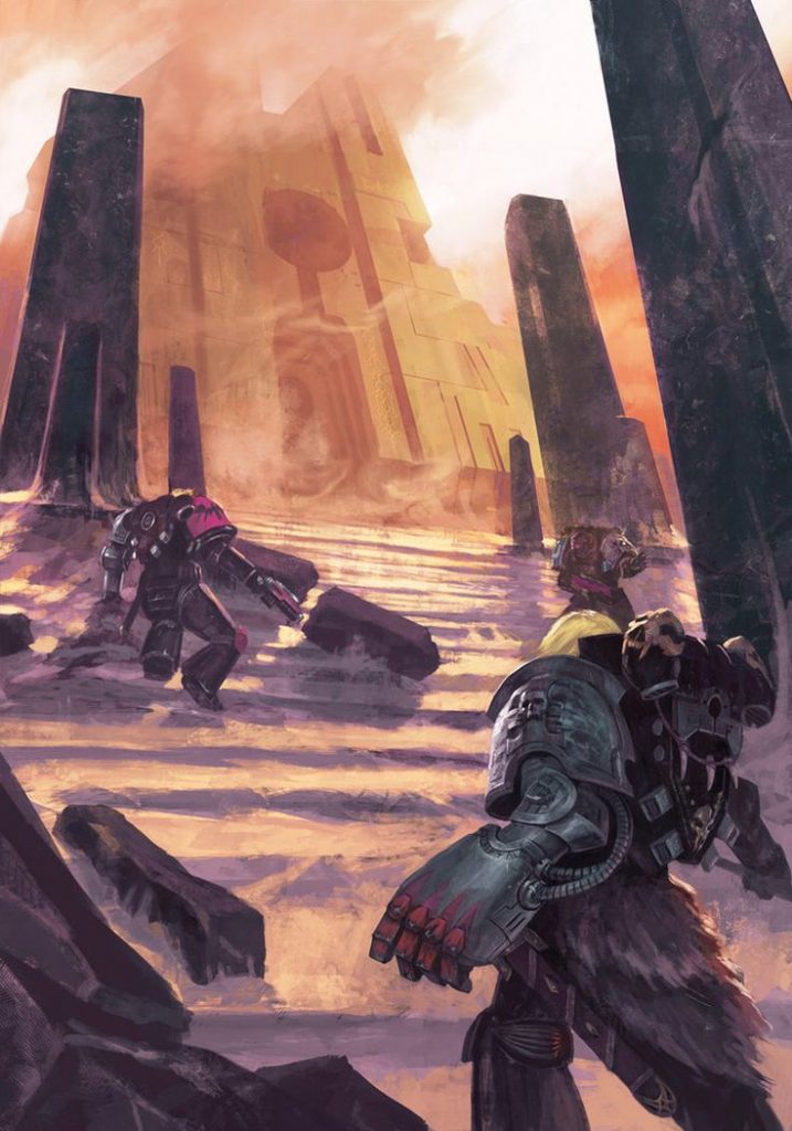 Space Marines Approaching Necron Tomb