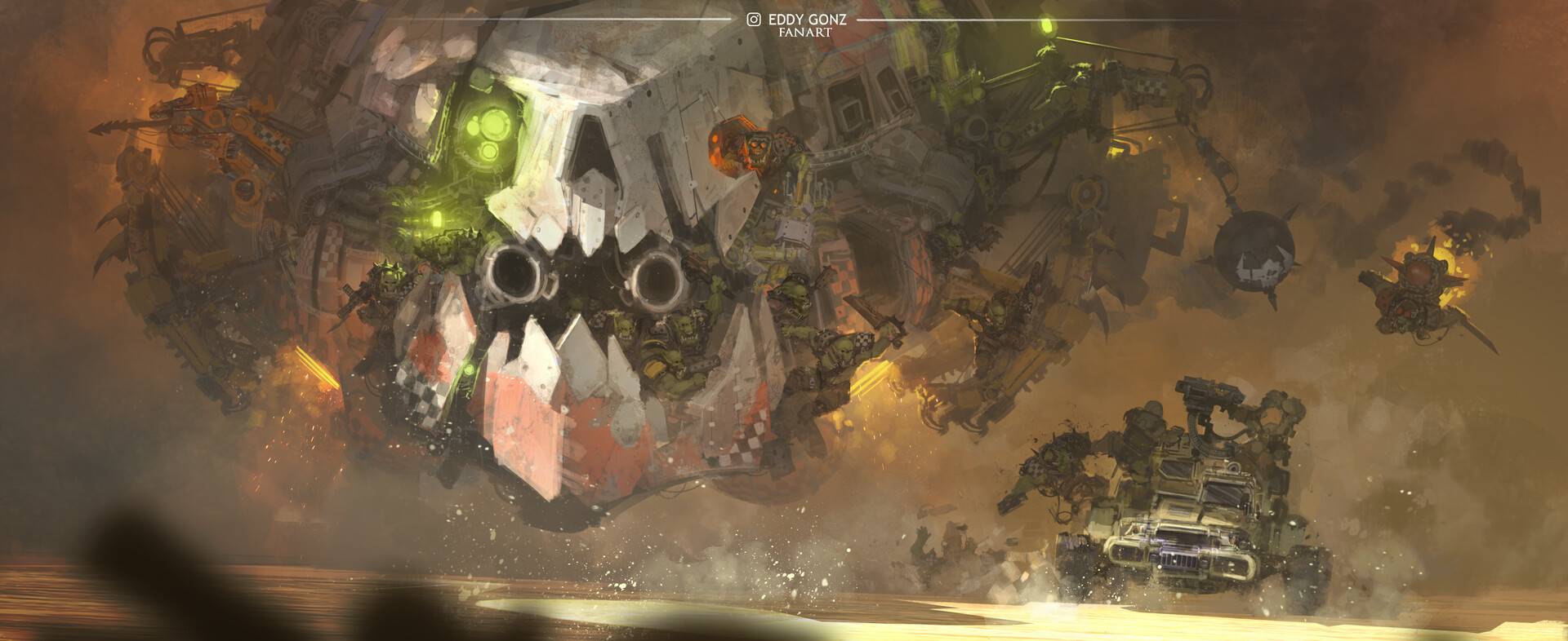 Orks with a Stompa Art