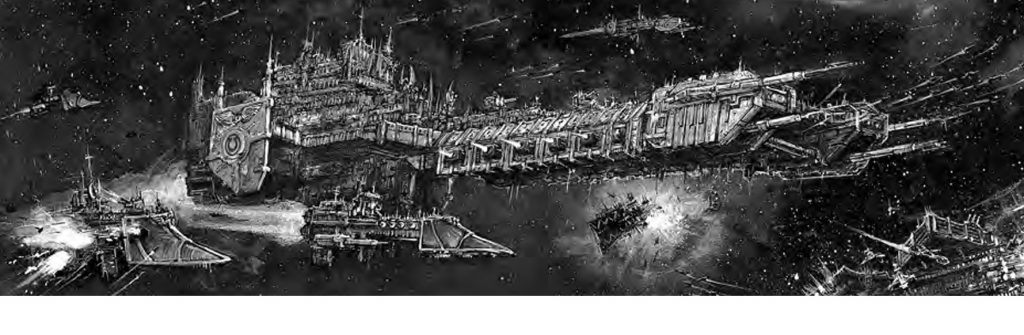 Space Marine fleet Battle Barge plus Cruisers