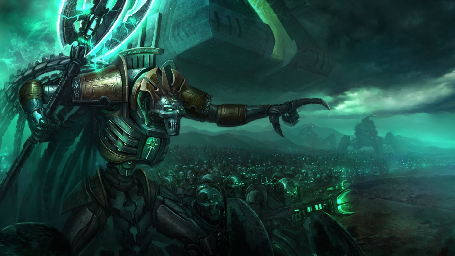 Szarekh, the Silent King leading a Necron Army