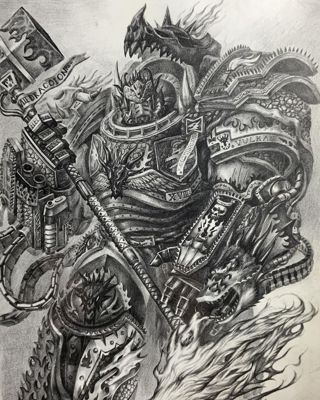 Vulkan Primarch Sketch Art Warhammer 40k