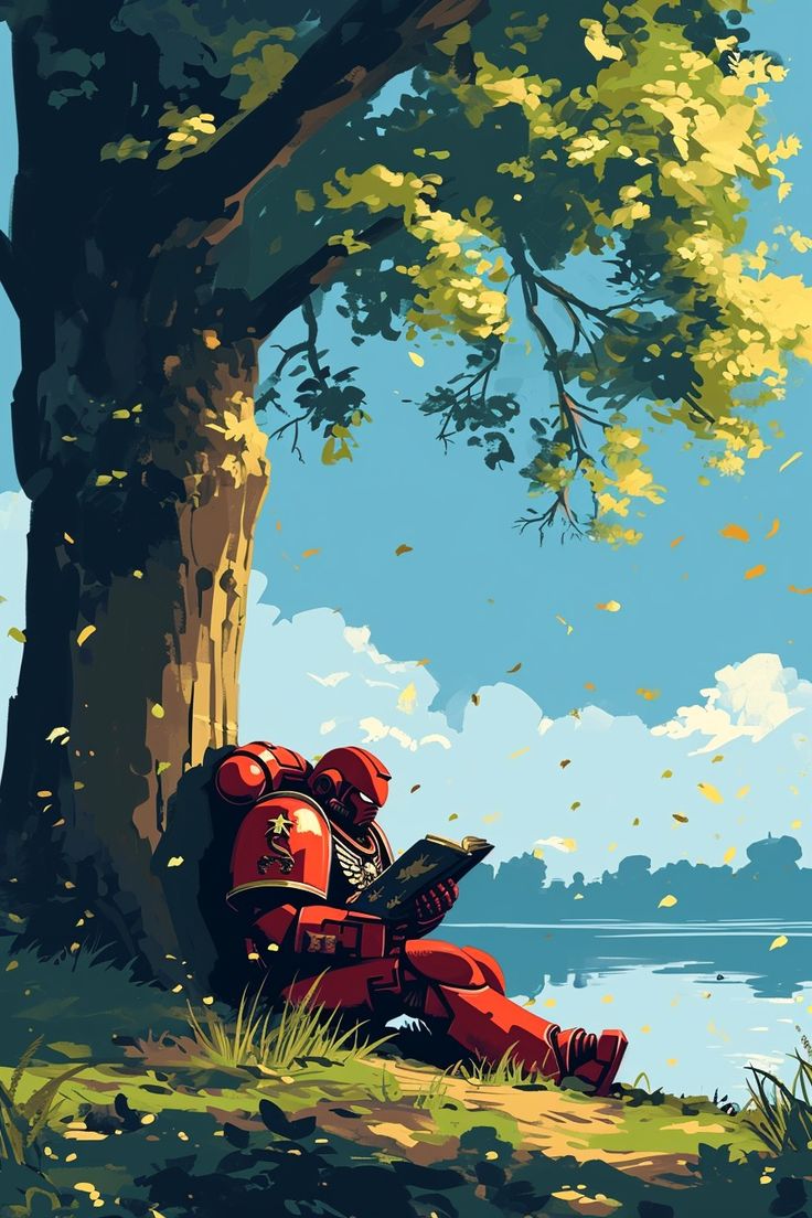 Blood Angel Space Marine Reading a Book