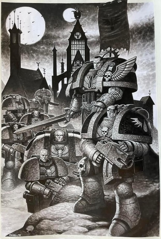 Blood Quest: Blood Angels Space Marines Black & White Art