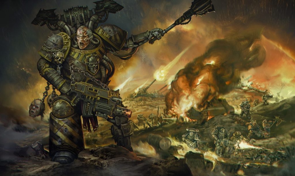 Chaos Space Marine Unleashing His Fire Power