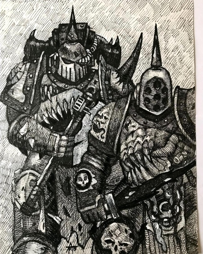 Chaos Space Marines Warhammer 40k Sketch