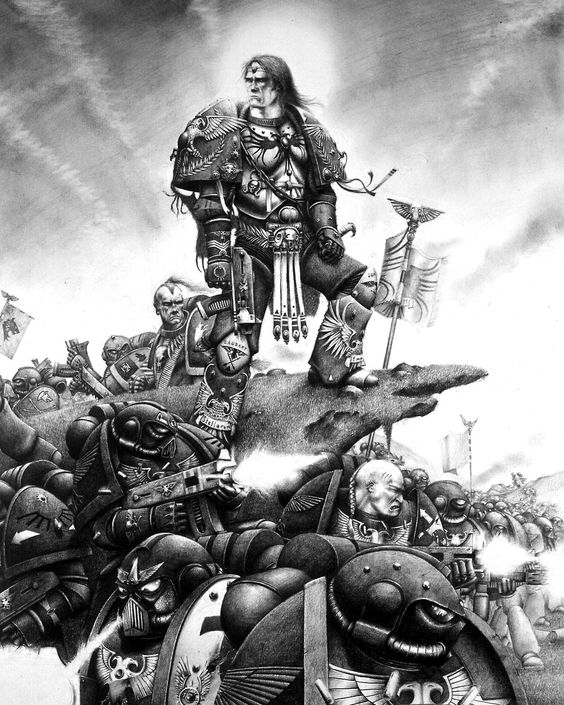 Emperor Of Mankind and Space Marines Oldhammer Warhammer 40K Art