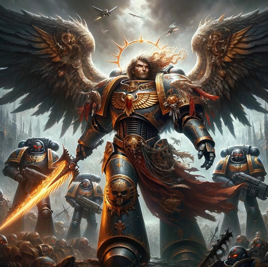 Sanguinius, The Angelic Primarch with Space Marines Art