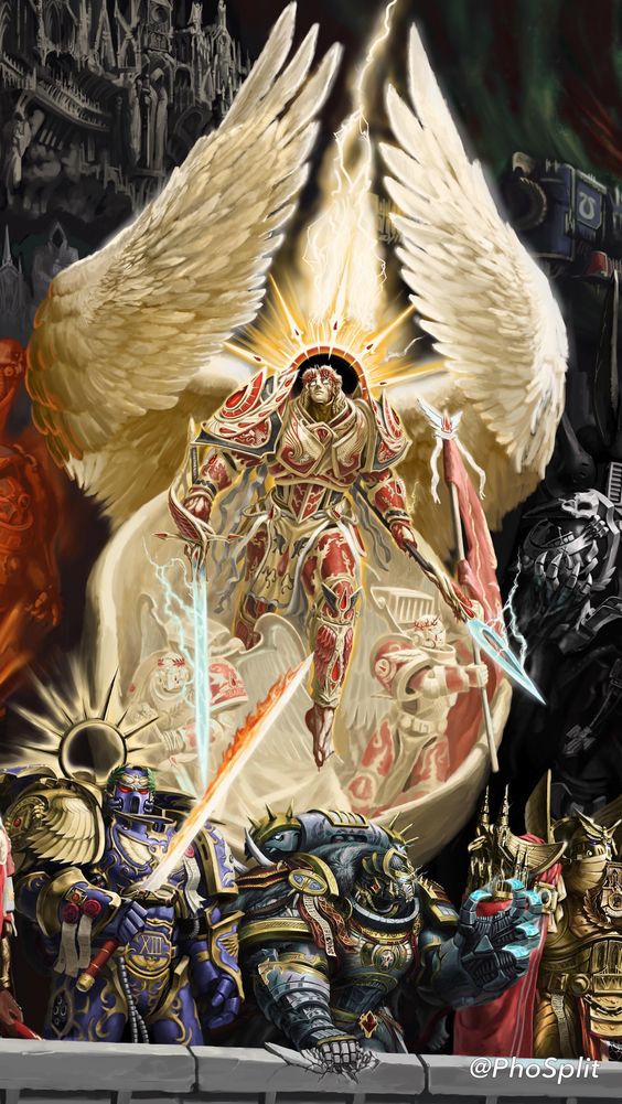 Sanguinius, Roboute Guilliman, Leman Russ and Rogal Dorn Primarchs Art