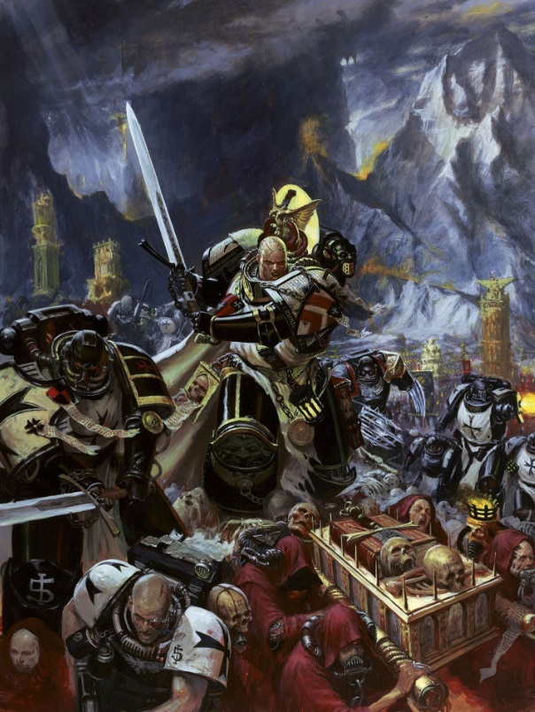 Black Templars in a Fierce Battle Against Chaotic Forces Oldhammer Art